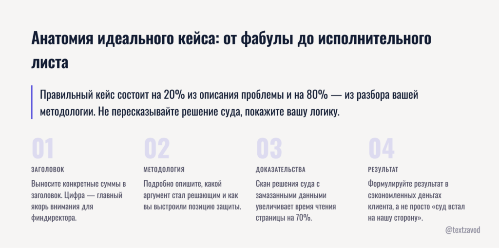 Анатомия идеального кейса: от фабулы до исполнительного листа