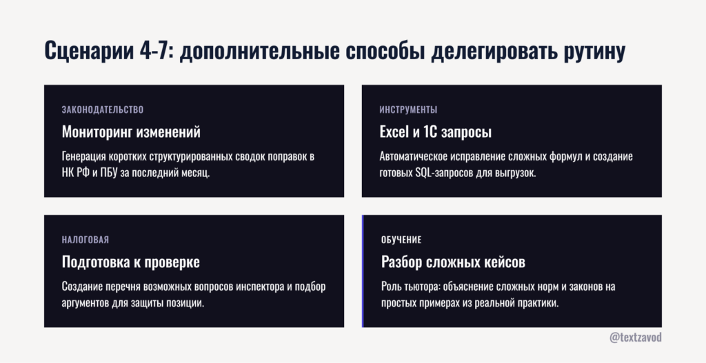 Сценарии 4-7: дополнительные способы делегировать рутину