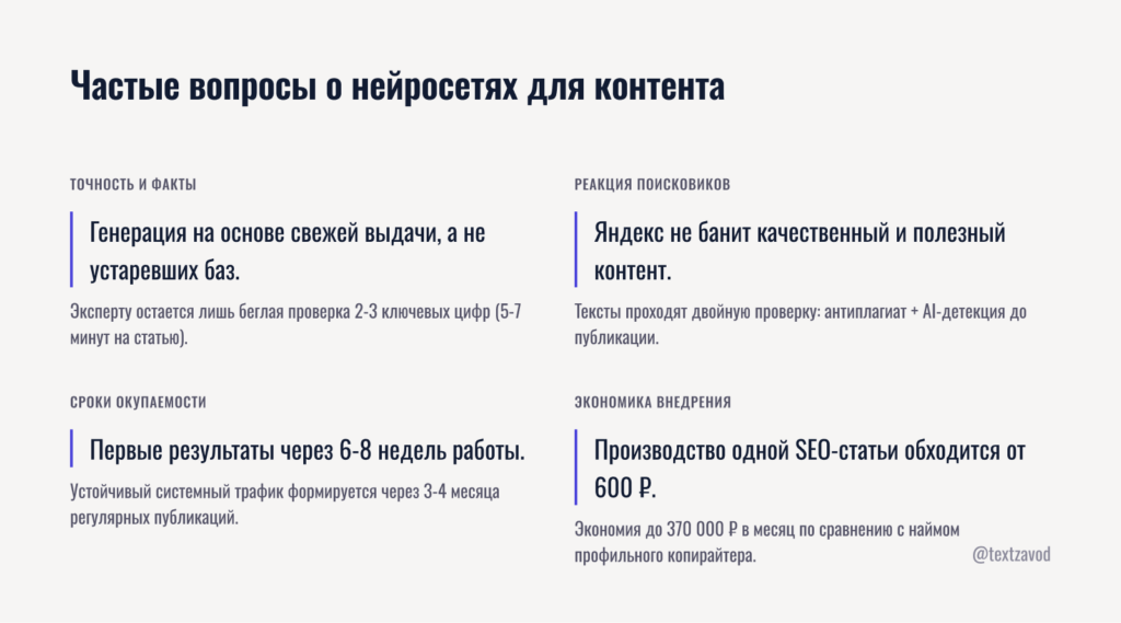 Частые вопросы о нейросетях для бухгалтерского контента