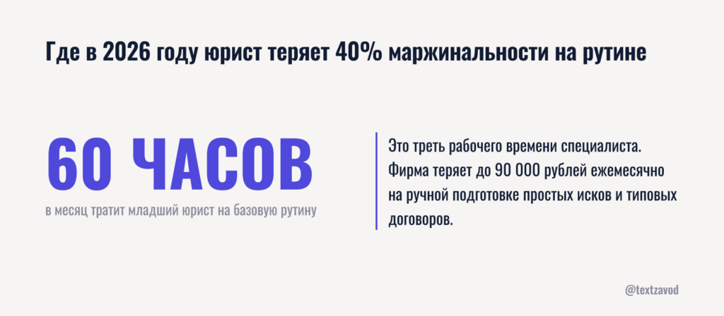 Где в 2026 году юрист теряет 40% маржинальности на рутине