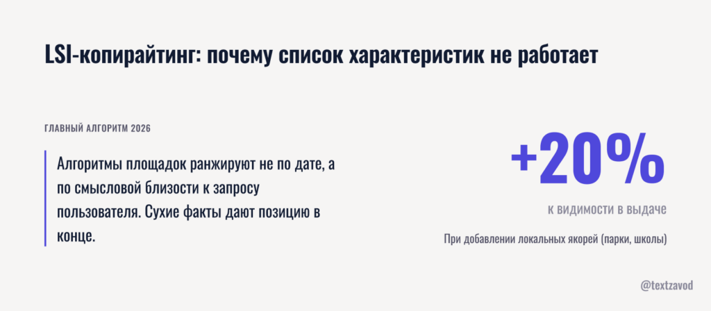 LSI-копирайтинг в описании объекта: почему список характеристик больше не работает
