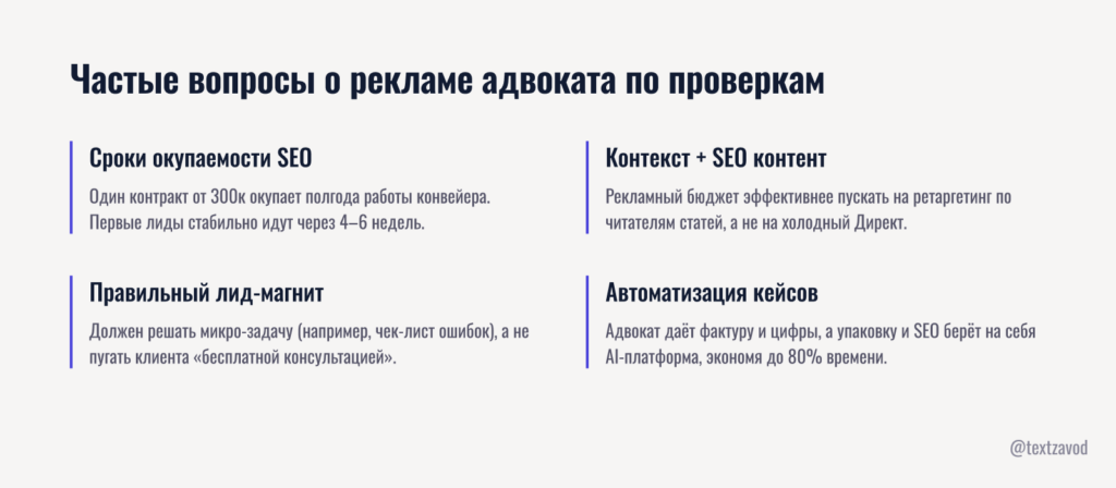 Частые вопросы о рекламе адвоката по налоговым проверкам