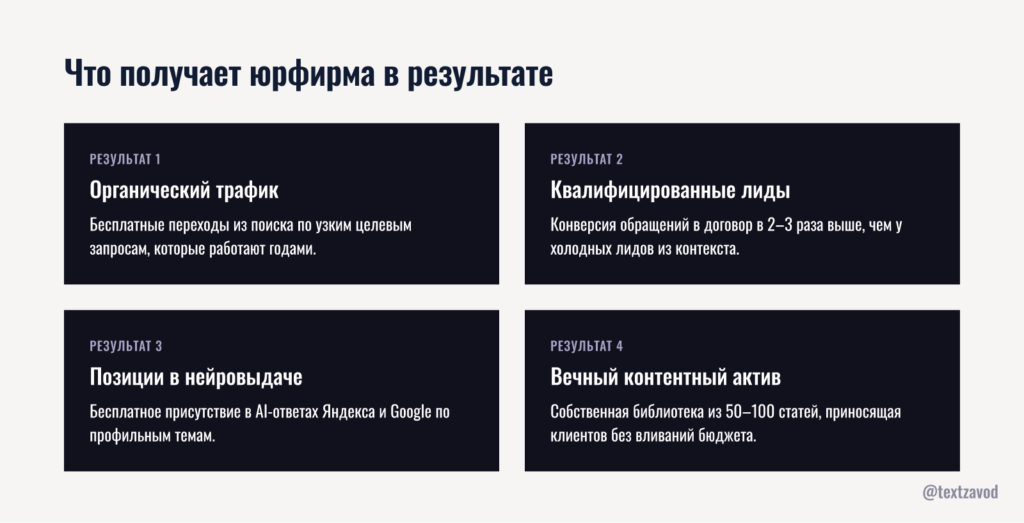 Что получает юрфирма в результате