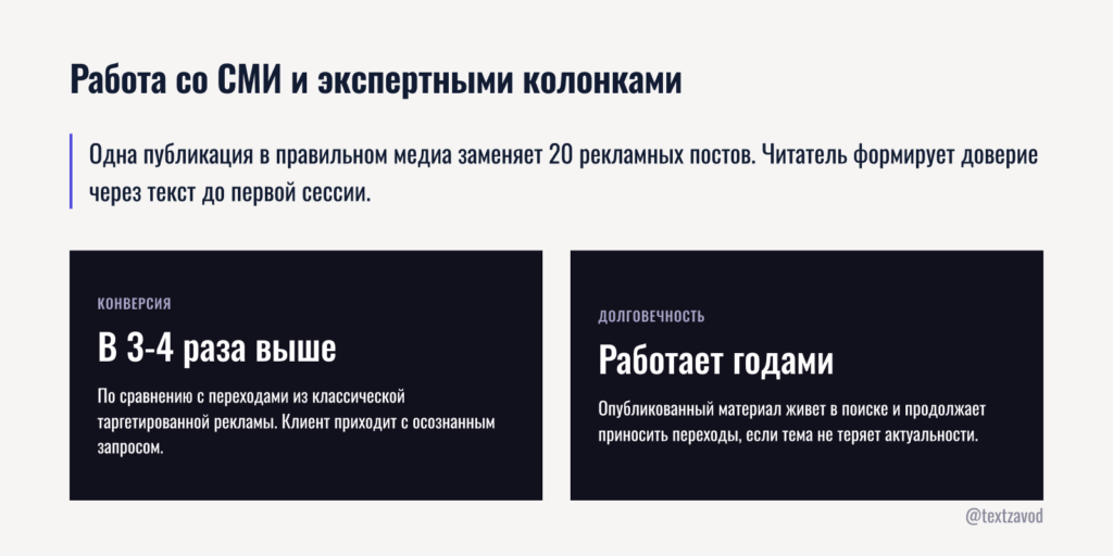 Работа со СМИ и экспертными колонками