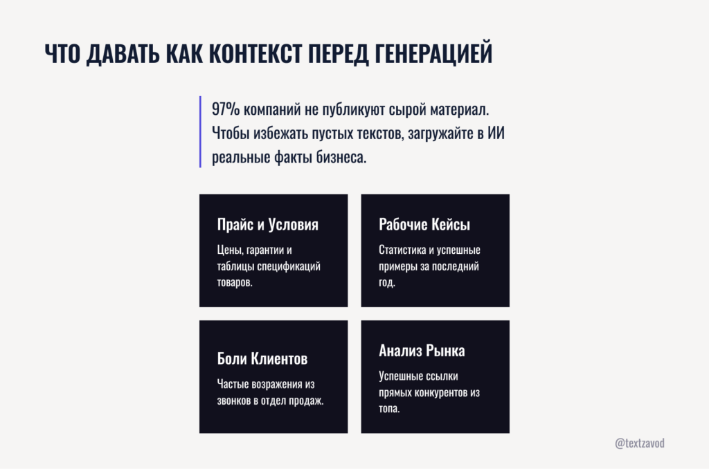Что давать как контекст перед генерацией