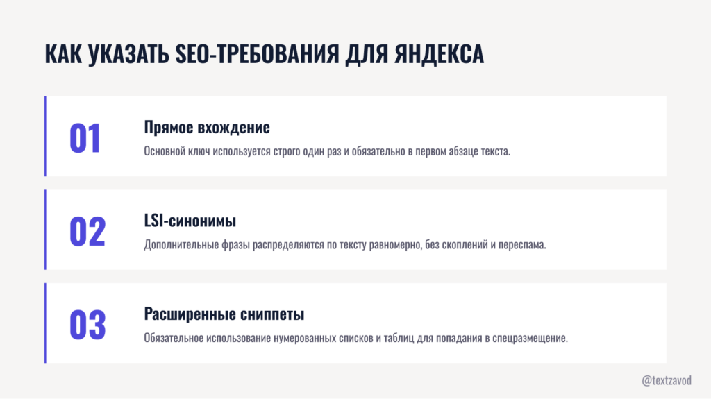 Как указать SEO-требования для Яндекса