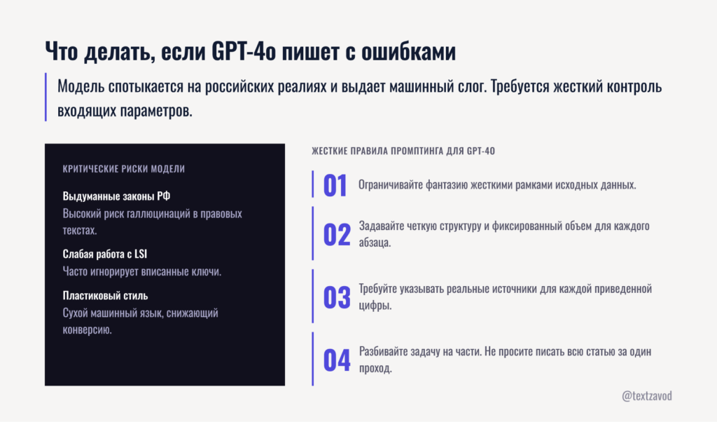 Что делать, если GPT-4o пишет с ошибками