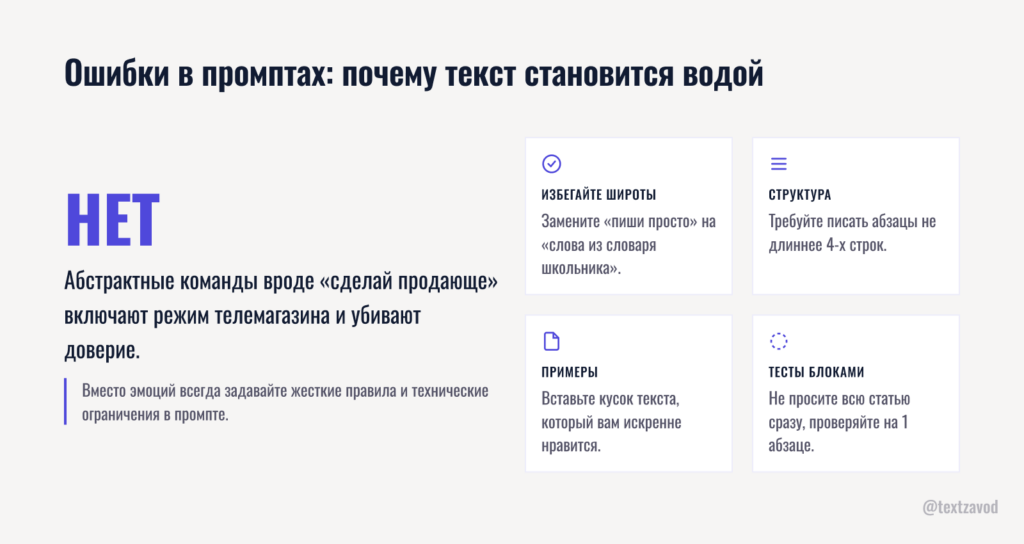Ошибки в промптах или как ChatGPT превращает текст в воду