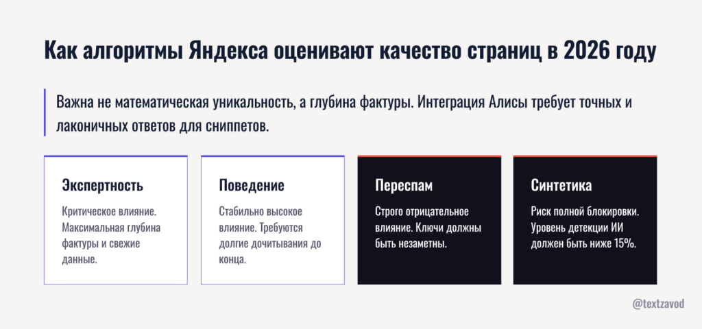 Как алгоритмы Яндекса оценивают качество страниц в 2026 году