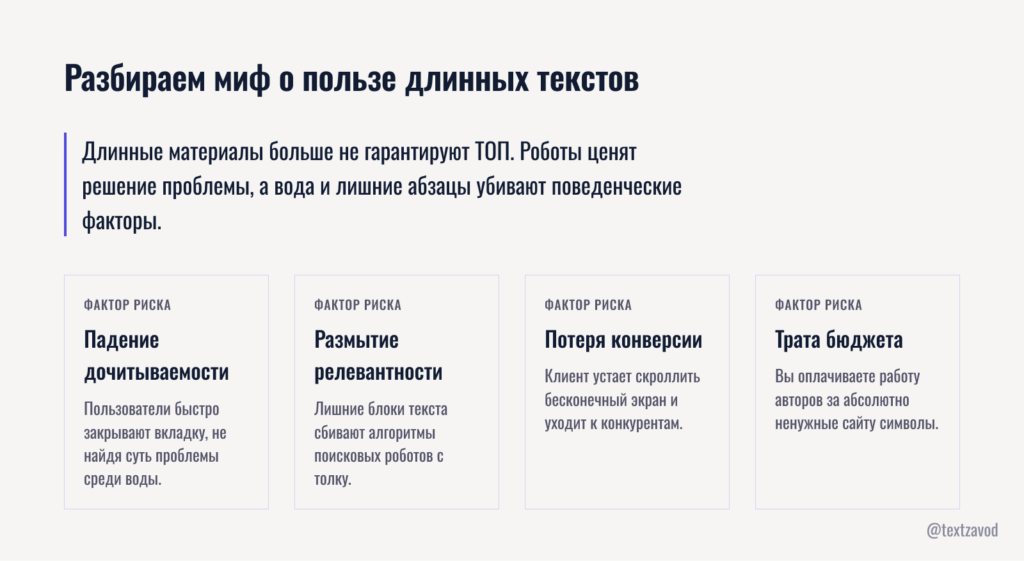 Разбираем миф о пользе длинных текстов