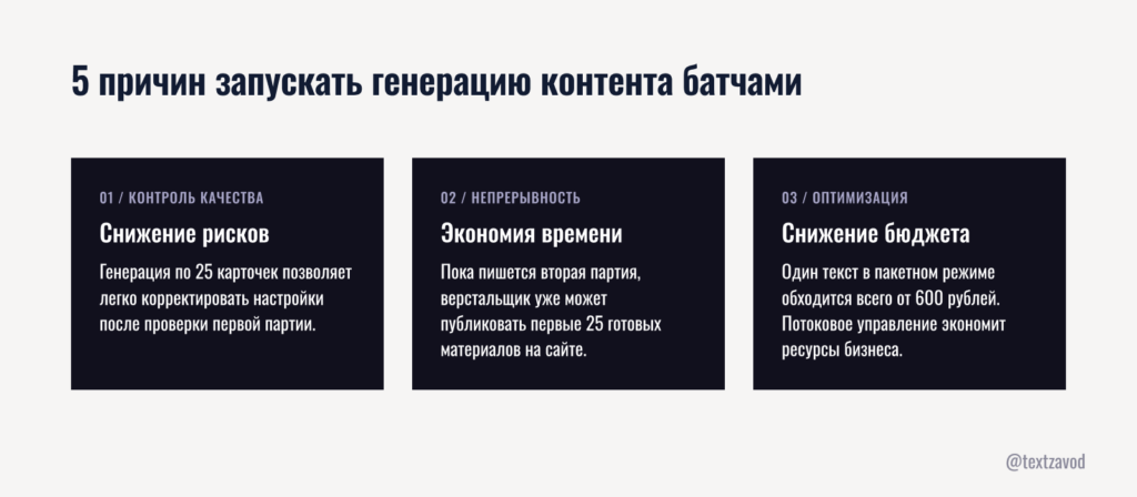 5 причин запускать генерацию контента батчами