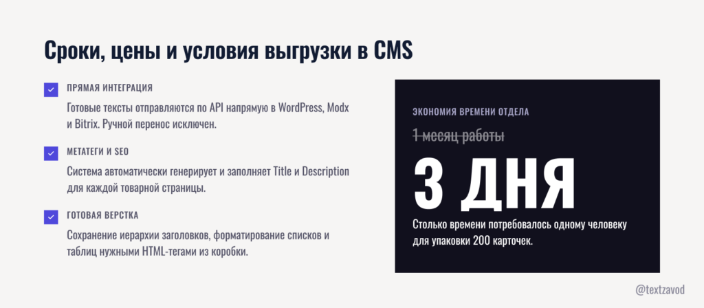 Сроки, цены и условия выгрузки в CMS
