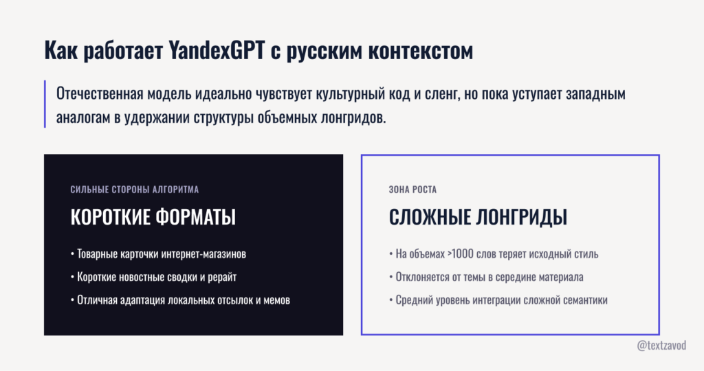 Как работает YandexGPT с русским контекстом