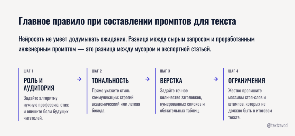 Главное правило при составлении промптов для текста