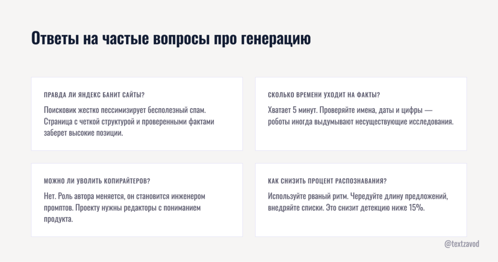 Ответы на частые вопросы про генерацию