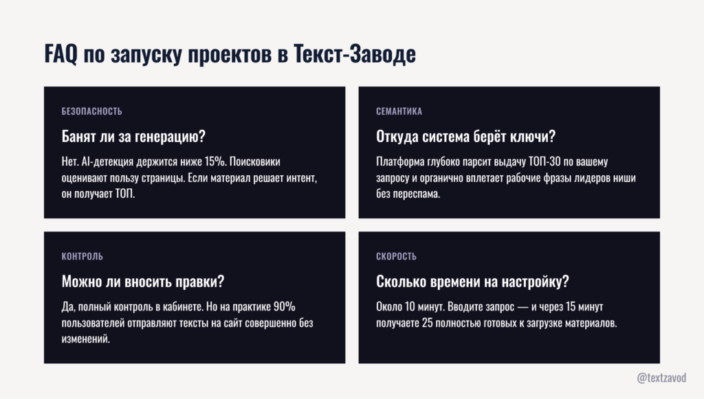 FAQ по запуску проектов в Текст-Заводе