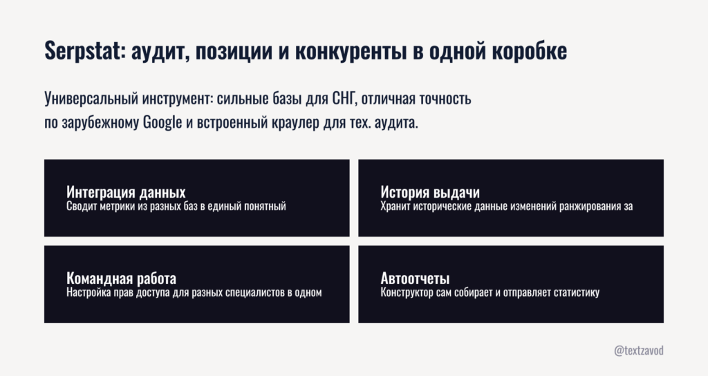 Serpstat аудит позиции и конкуренты в одной коробке