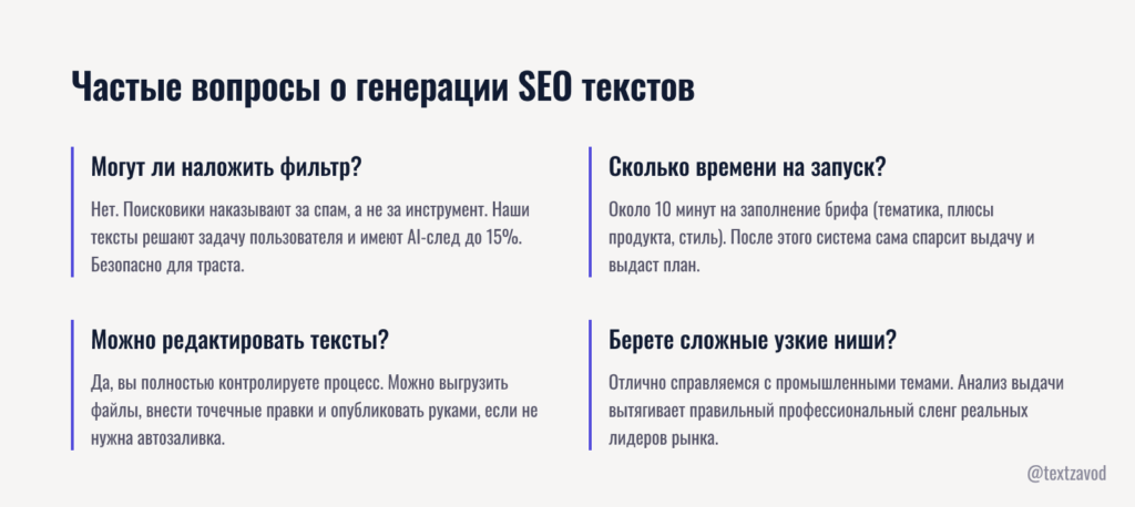 Частые вопросы о генерации SEO текстов