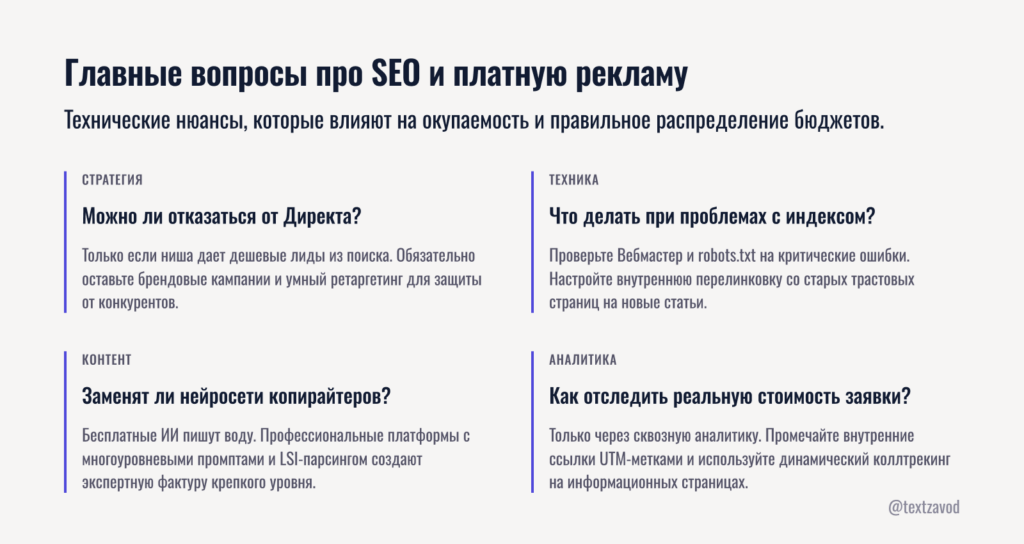 Частые вопросы про SEO рентабельность и платную рекламу