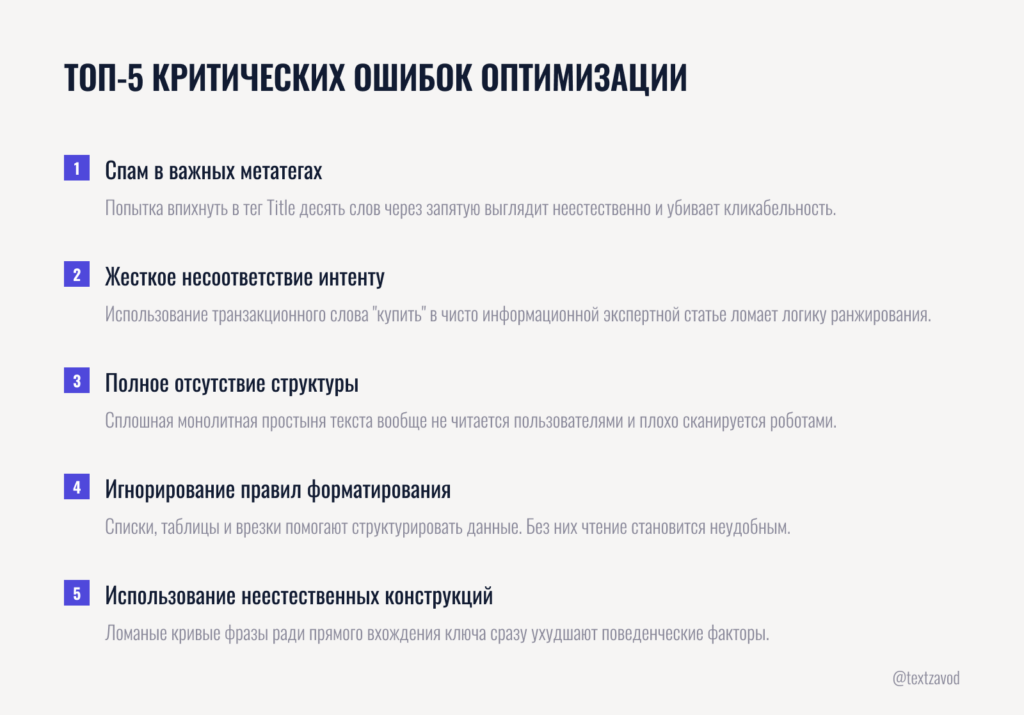 Типичные ошибки при работе с околотематическими фразами