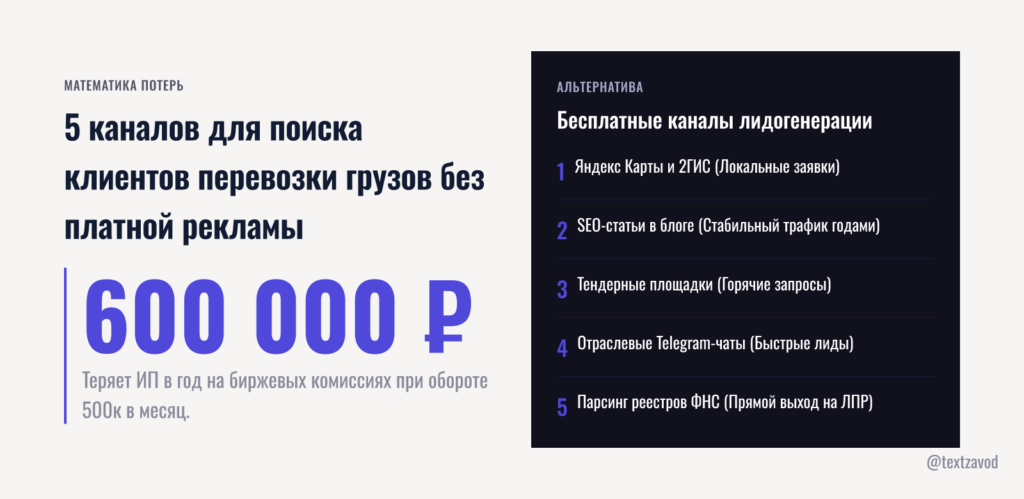 5 каналов для поиска клиентов перевозки грузов без платной рекламы