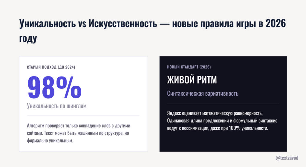 Уникальность vs Искусственность — новые правила игры в 2026 году