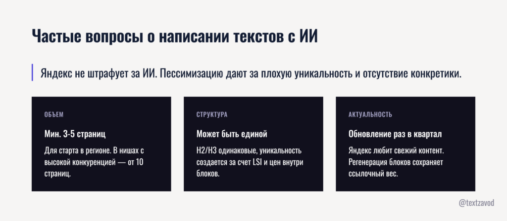 Частые вопросы о написании текстов с ИИ для регионального SEO
