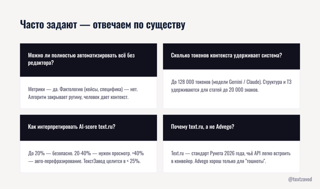 Часто задают — отвечаем по существу