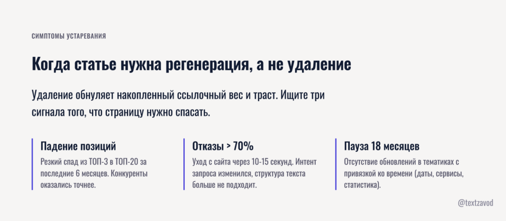Когда статье нужна регенерация, а не удаление