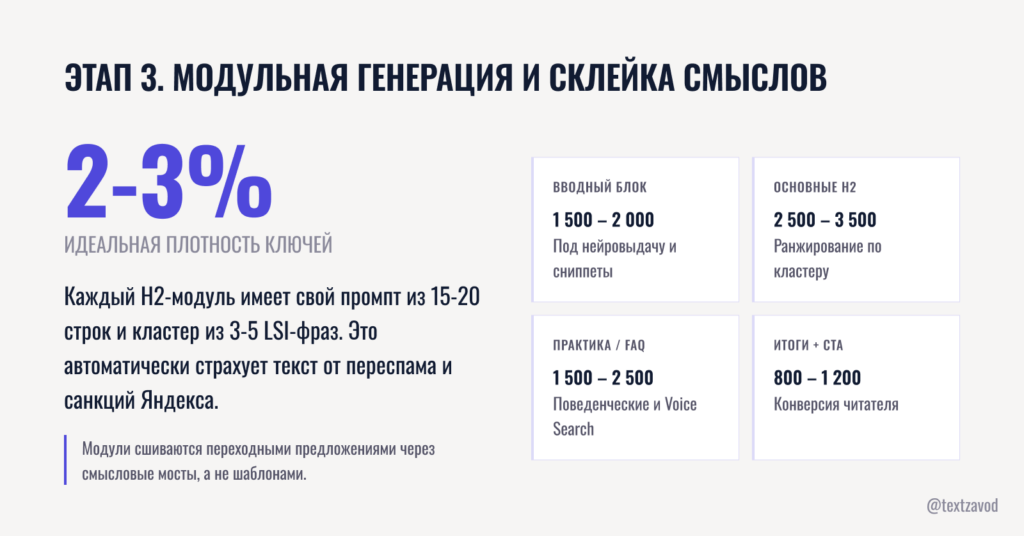 Этап 3. Модульная генерация и склейка смыслов