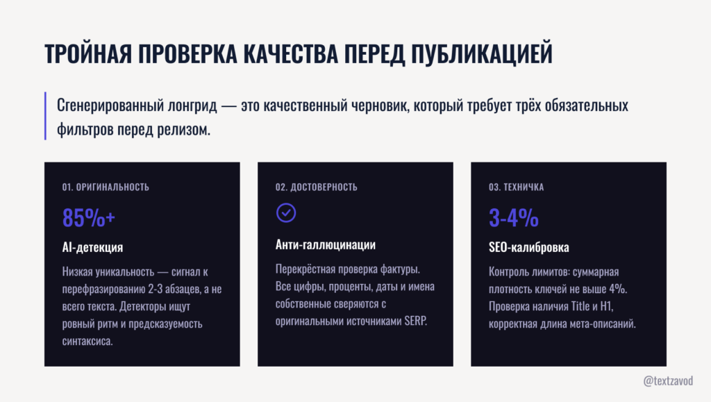 Тройная проверка качества перед публикацией