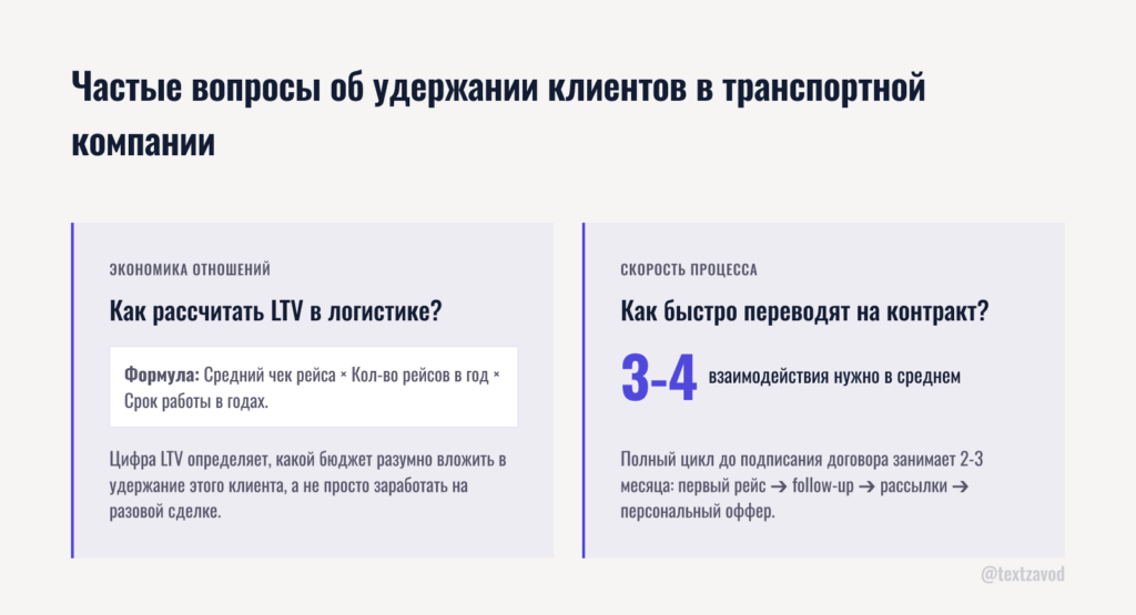 Частые вопросы об удержании клиентов в транспортной компании