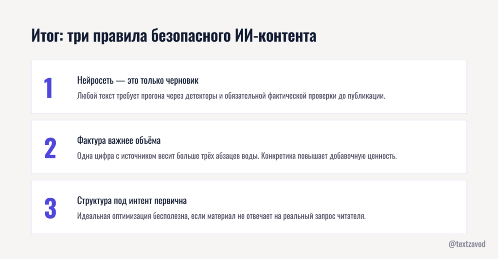 Итог: три правила безопасного ИИ-контента