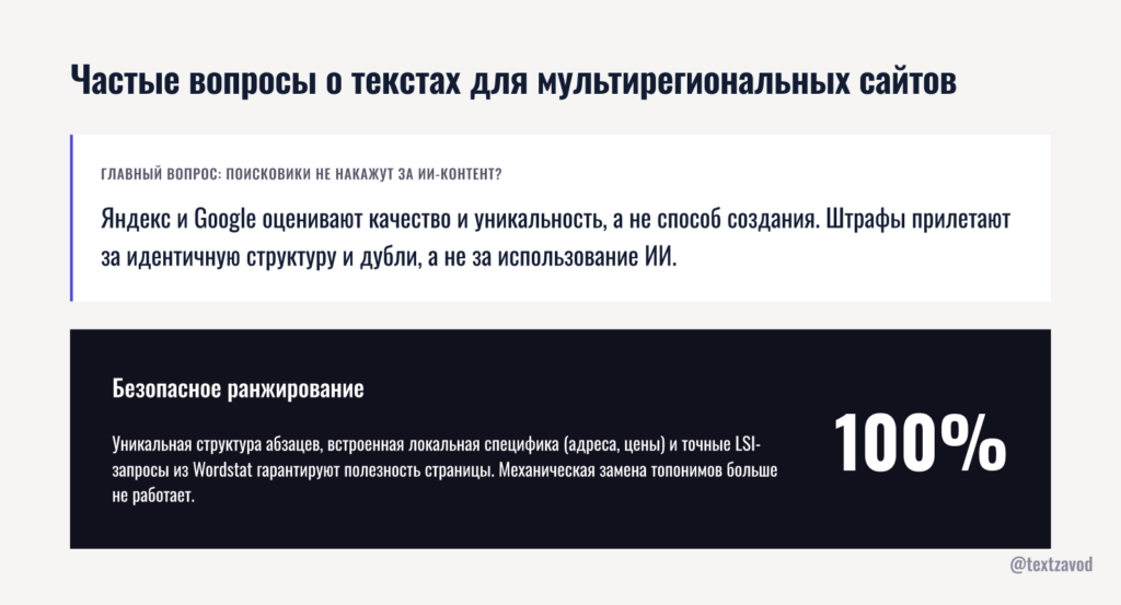 Частые вопросы о текстах для мультирегиональных сайтов