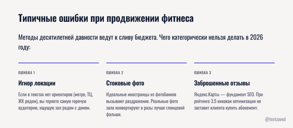 Типичные ошибки при продвижении фитнеса