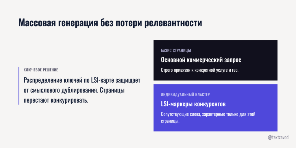 Массовая генерация без потери релевантности
