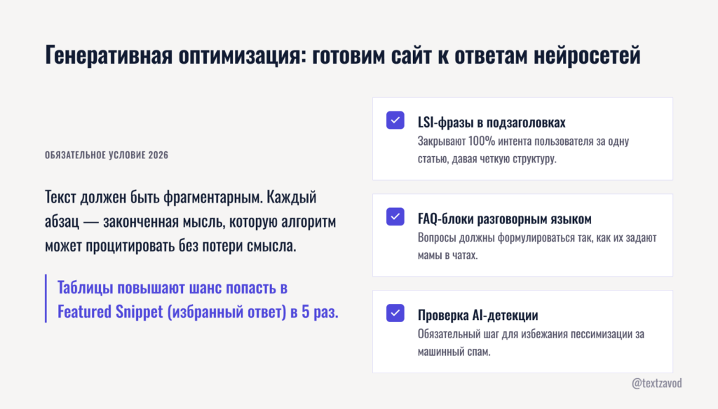 Генеративная оптимизация: готовим сайт к ответам нейросетей