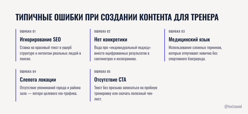 Типичные ошибки при создании контента для тренера
