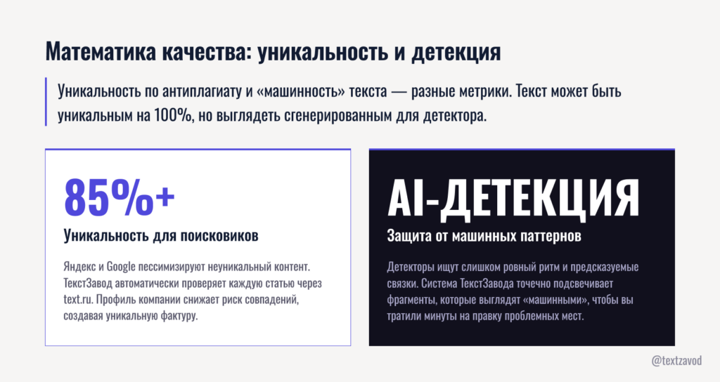 Математика качества: уникальность и детекция