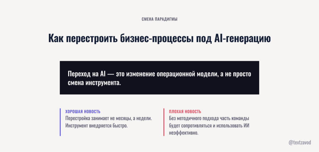 Как перестроить бизнес-процессы под AI-генерацию