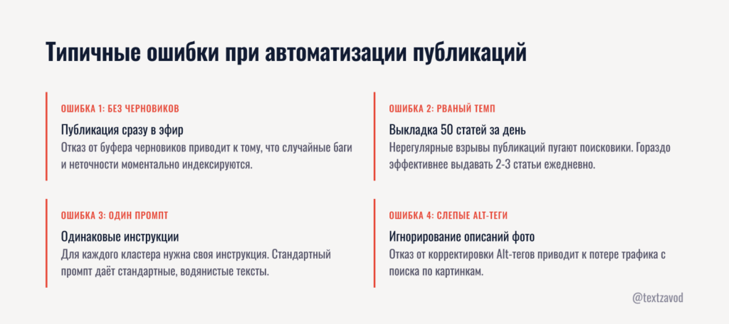 Типичные ошибки при автоматизации публикаций