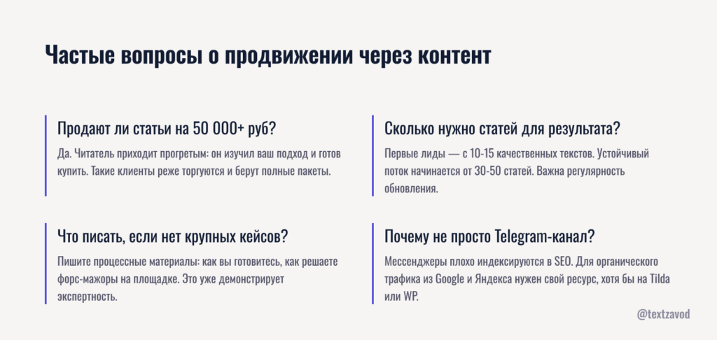 Частые вопросы о продвижении фотографа через контент