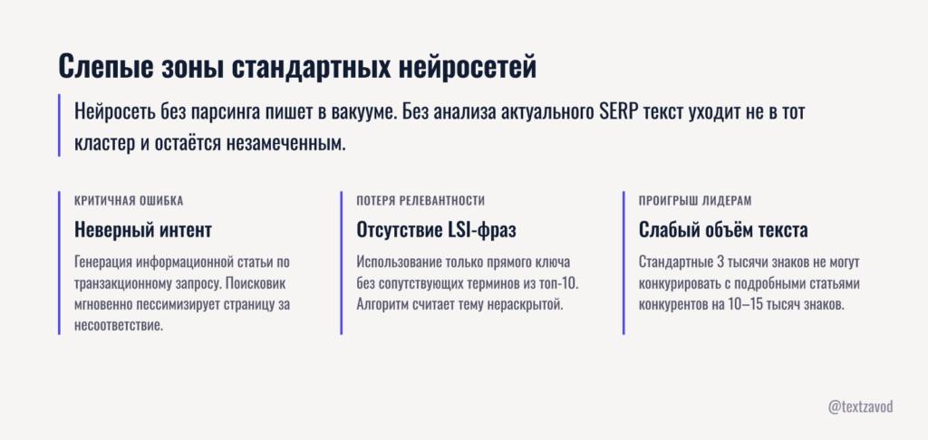 Слепые зоны стандартных нейросетей