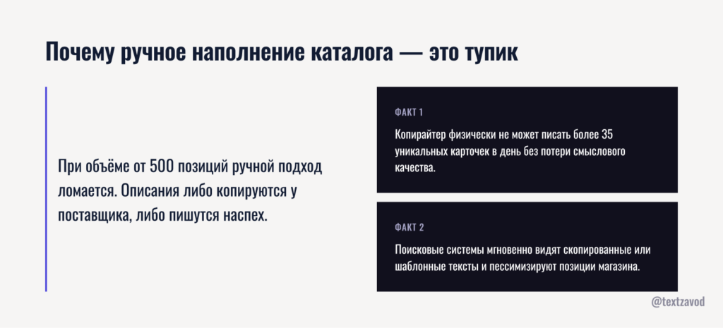 Почему ручное наполнение каталога — это тупик