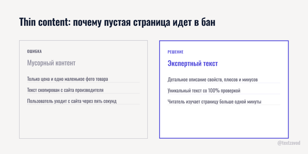 Thin content: почему пустая страница идет в бан