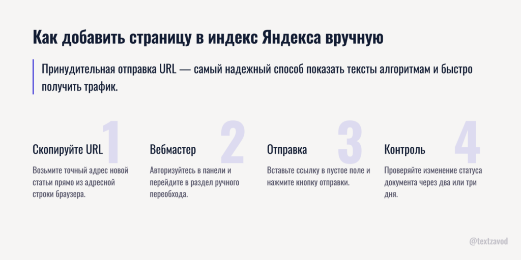 Как добавить страницу в индекс Яндекса вручную