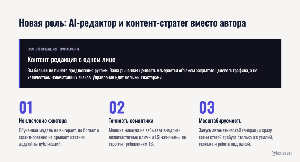 Новая роль AI-редактор и контент-стратег вместо автора