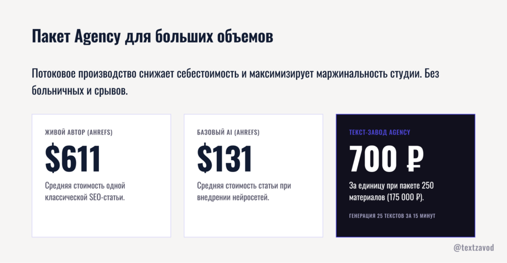Пакет Agency для больших объемов
