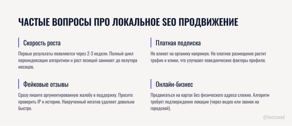 Частые вопросы про локальное seo продвижение