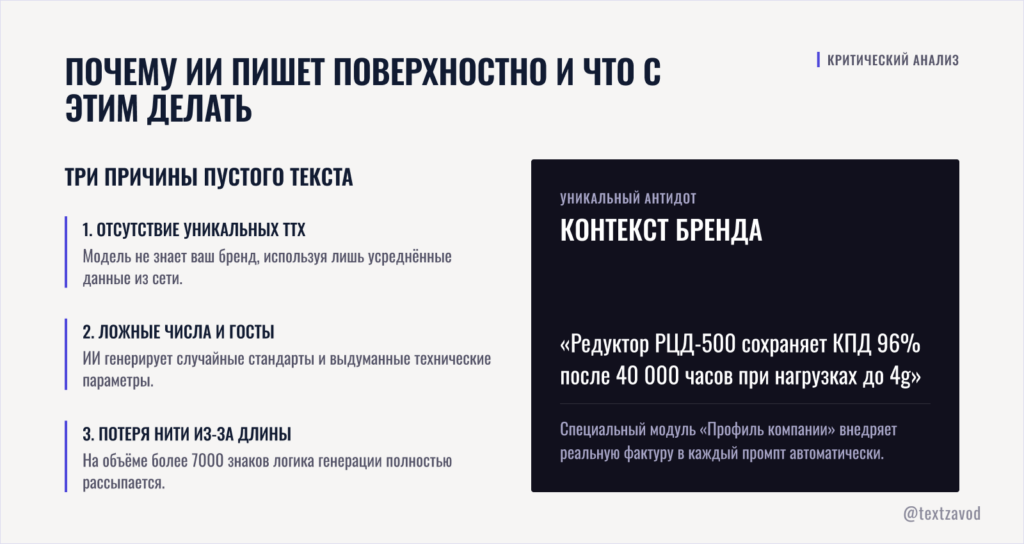 Почему ИИ пишет поверхностно и что с этим делать